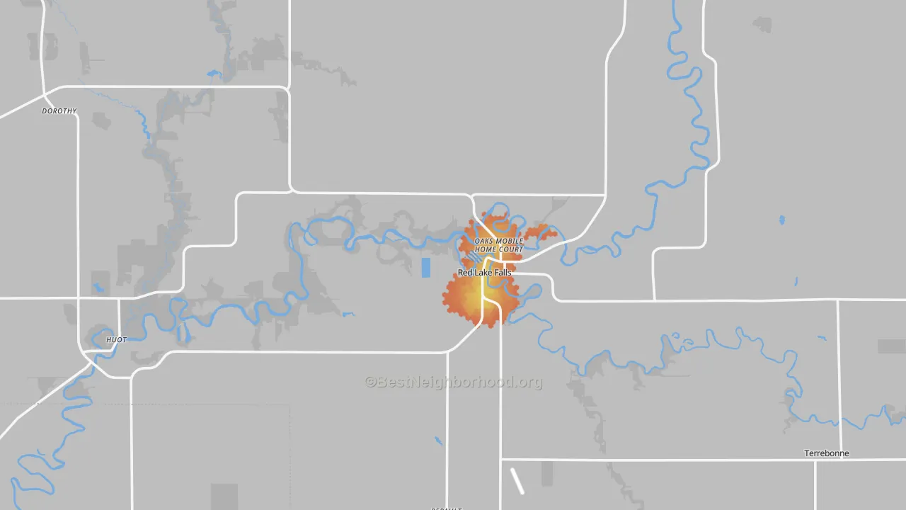 Bike Grade map of Red Lake Falls, MN