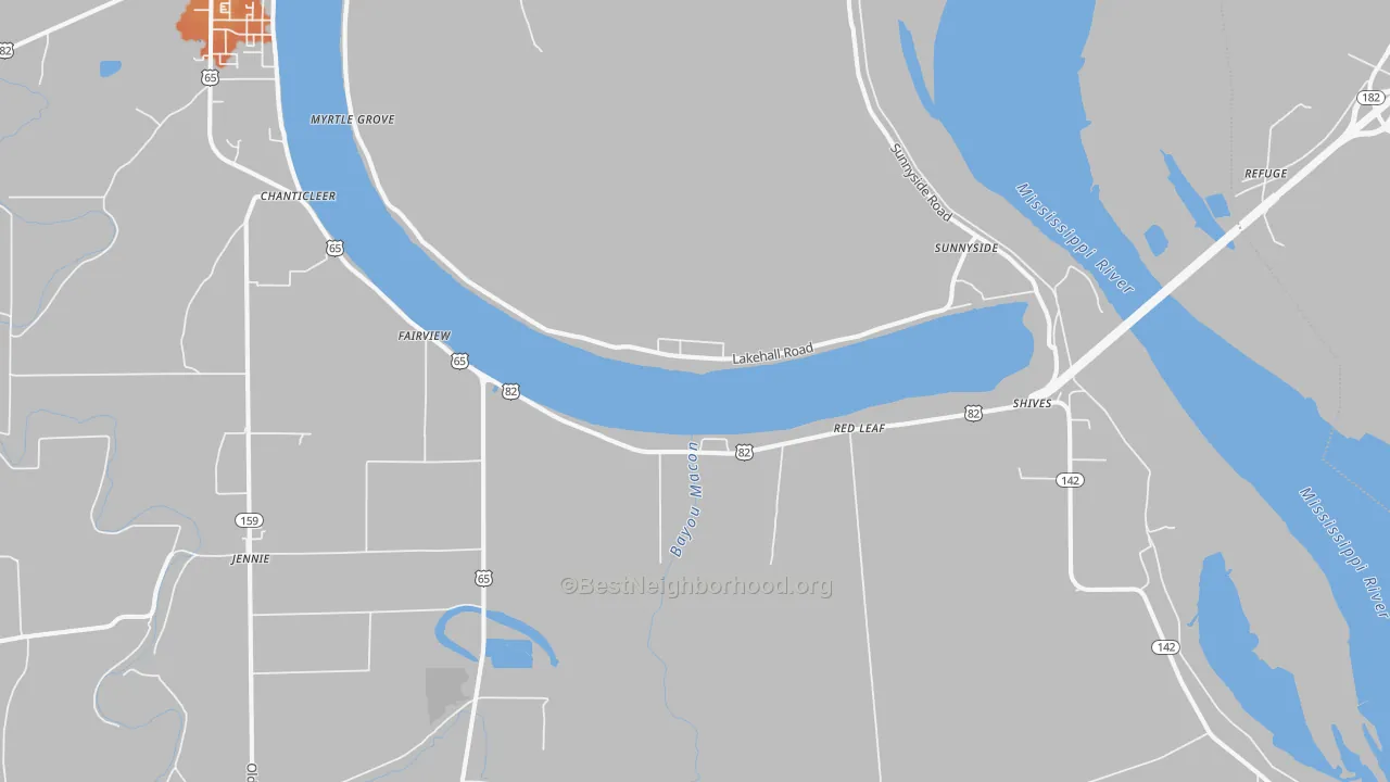 Bike Grade map of Red Leaf, AR