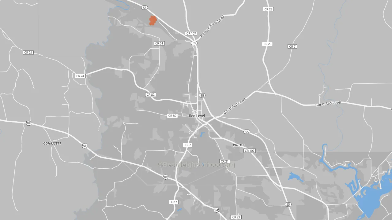 Bike Grade map of Red Level, AL