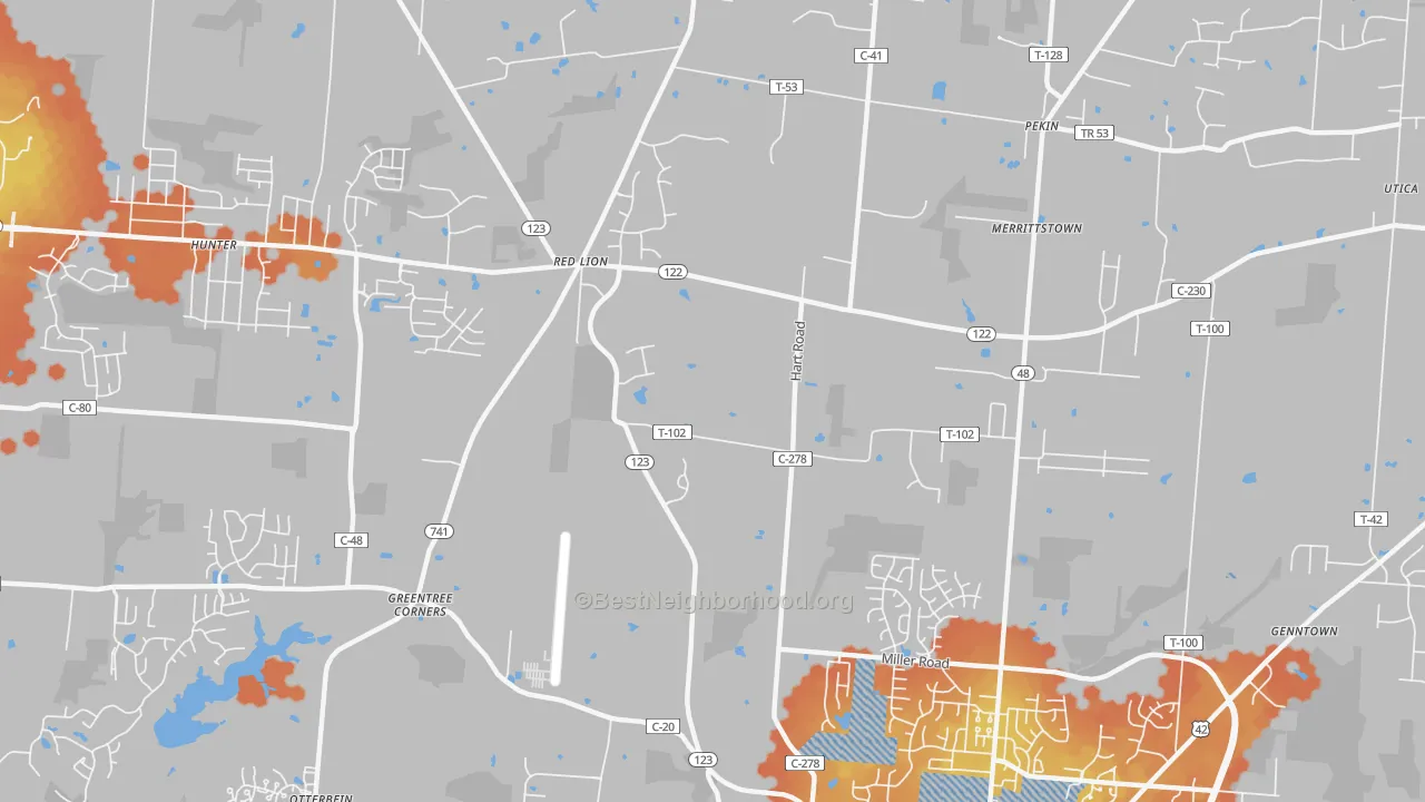 Bike Grade map of Red Lion, OH