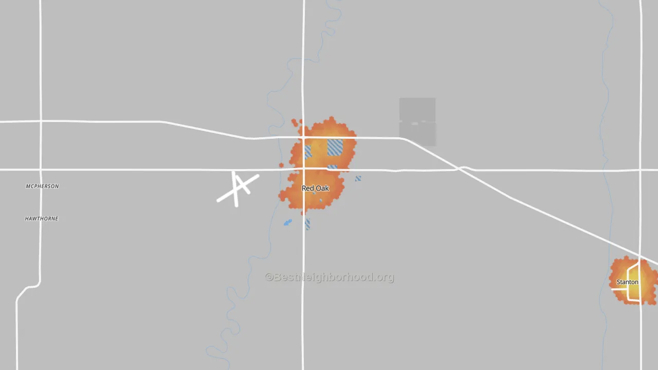 Bike Grade map of Red Oak, IA