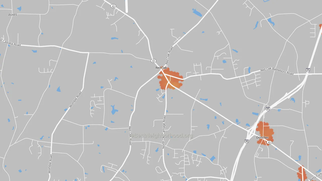Bike Grade map of Red Oak, NC