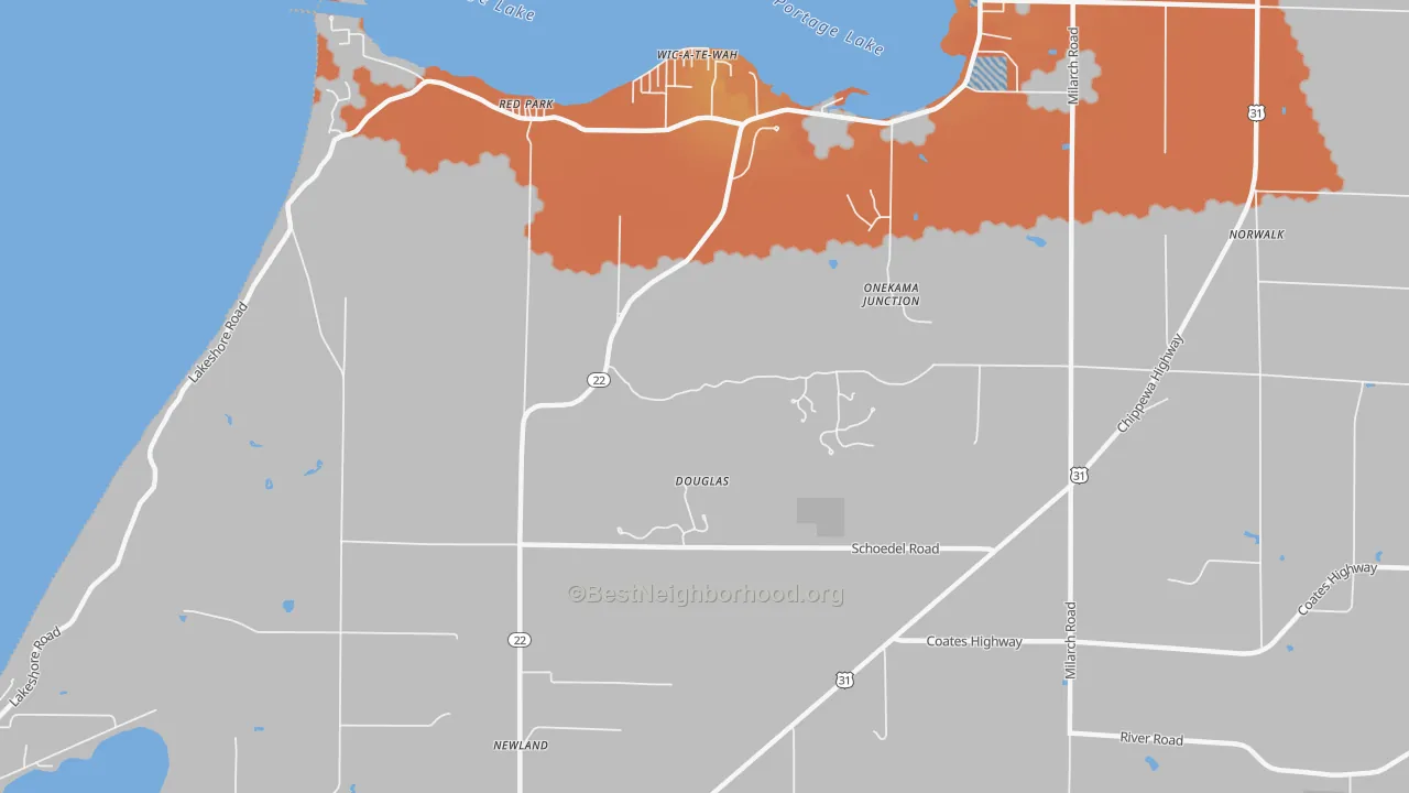 Bike Grade map of Red Park, MI