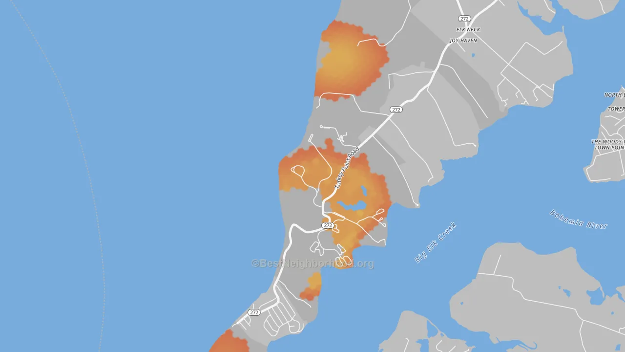 Bike Grade map of Red Point, MD