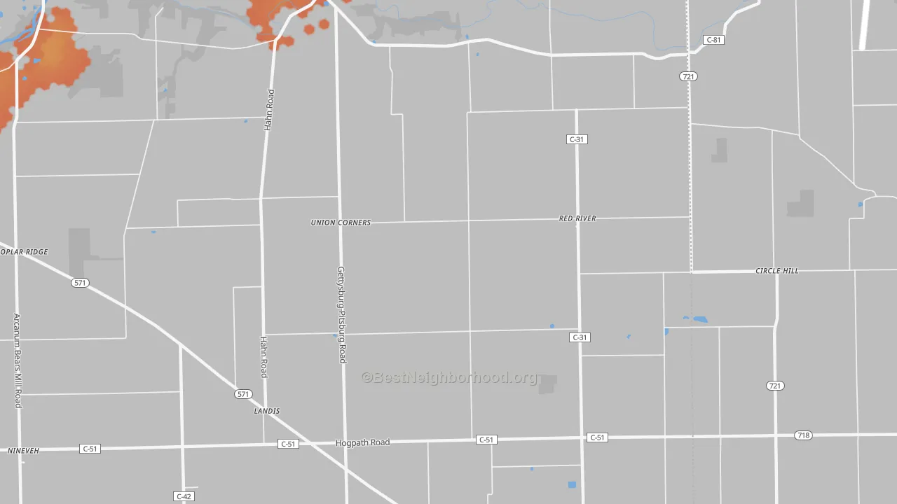 Bike Grade map of Red River, OH