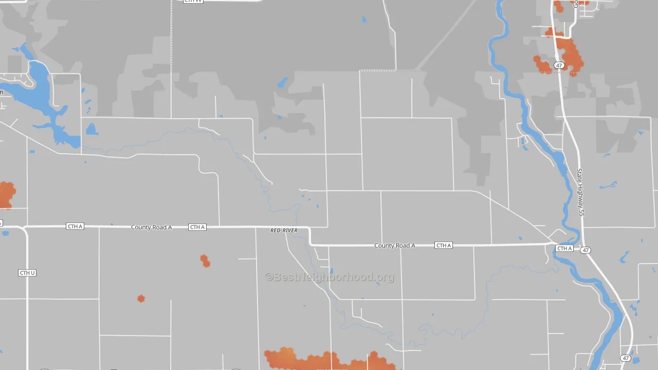 Bike Grade map of Red River, WI