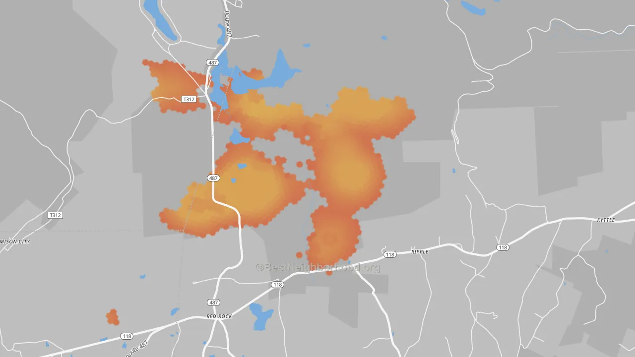 Bike Grade map of Red Rock, PA