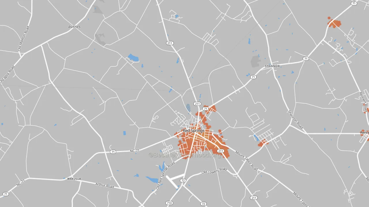 Bike Grade map of Red Springs, NC