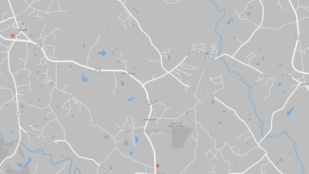 Bike Grade map of Red Stone, GA