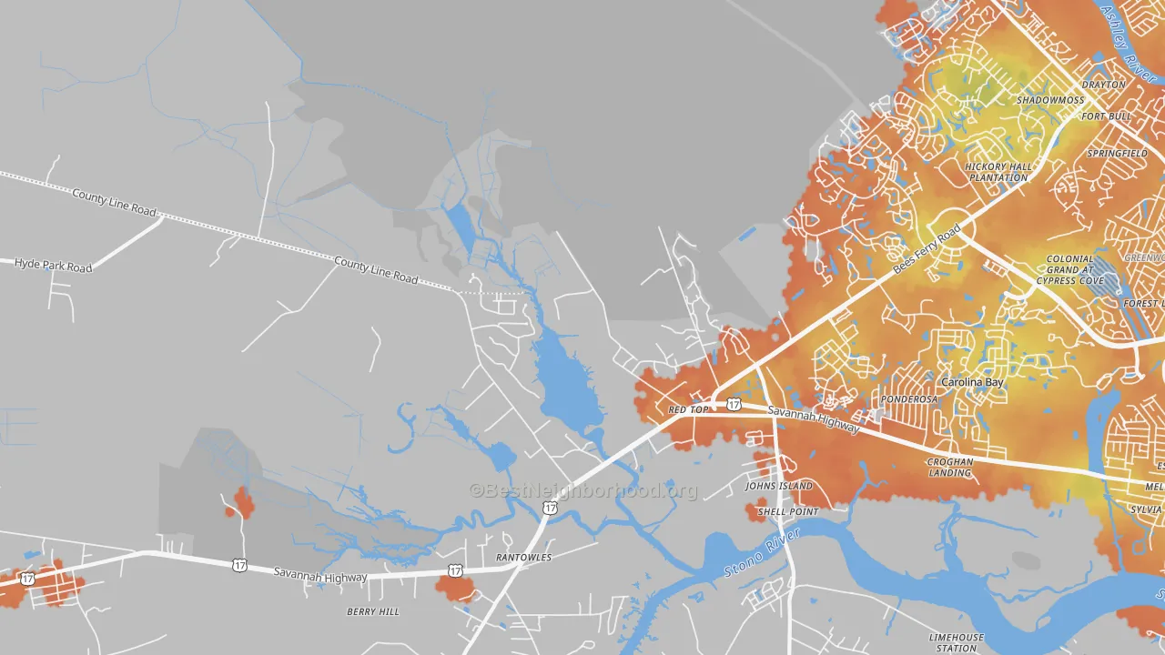 Bike Grade map of Red Top, SC