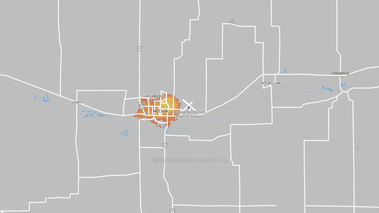 Bike Grade map of Red Willow County, NE