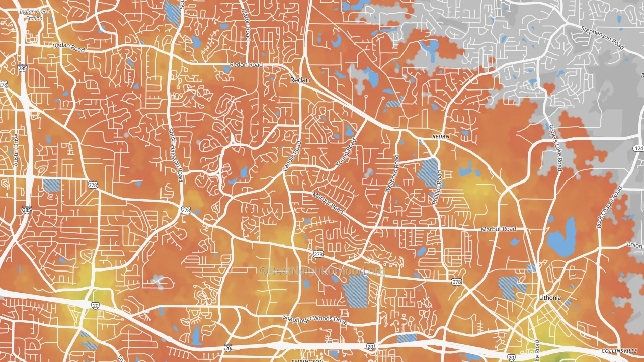 Bike Grade map of Redan, GA