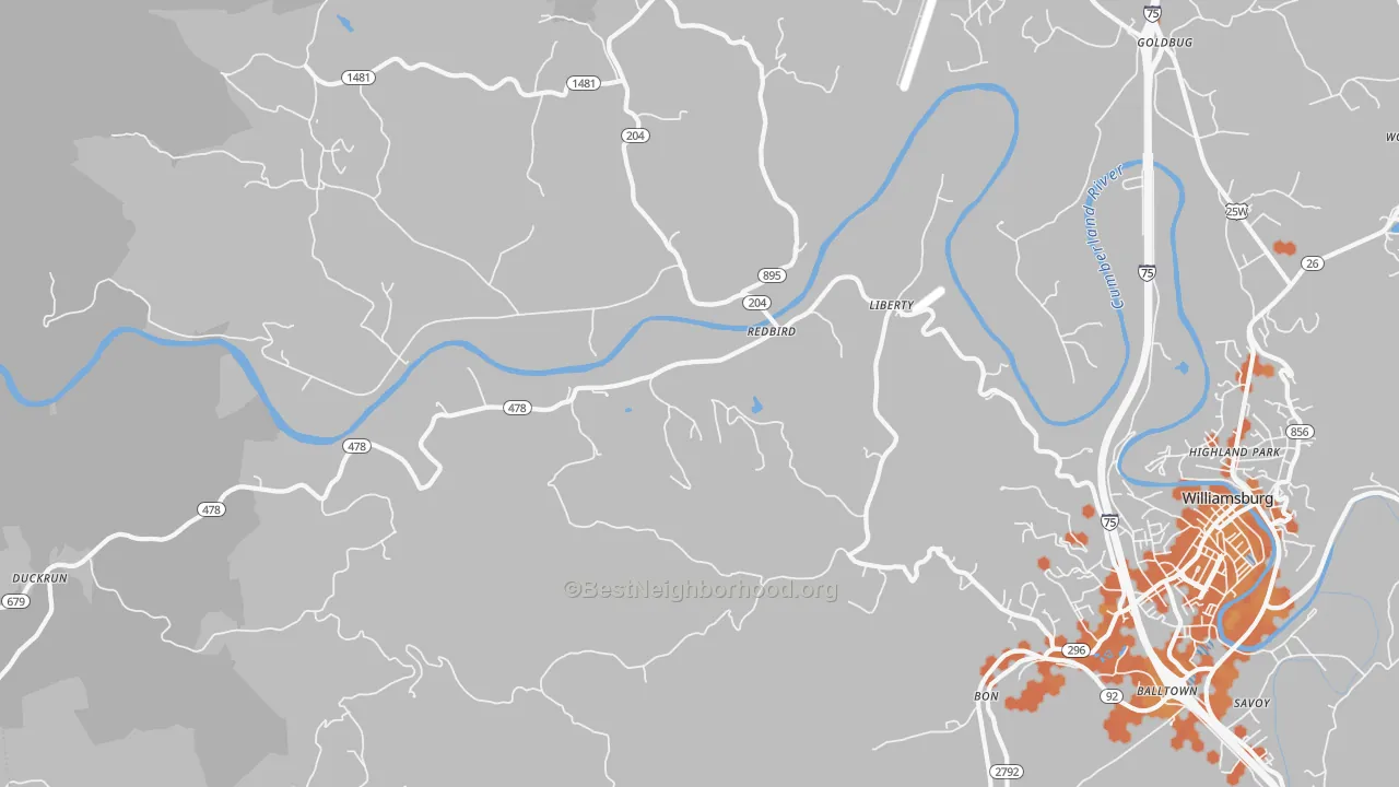 Bike Grade map of Redbird, KY