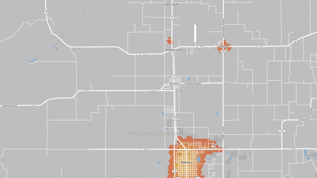 Bike Grade map of Reddell, LA