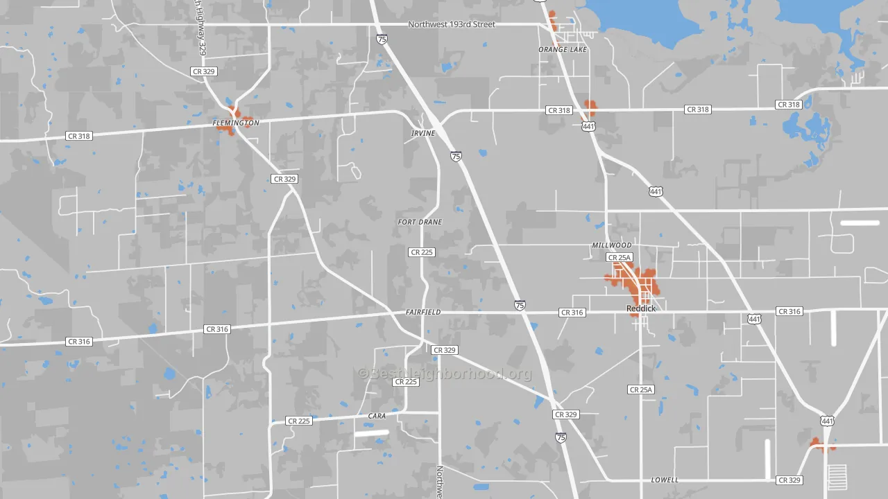 Bike Grade map of Reddick, FL