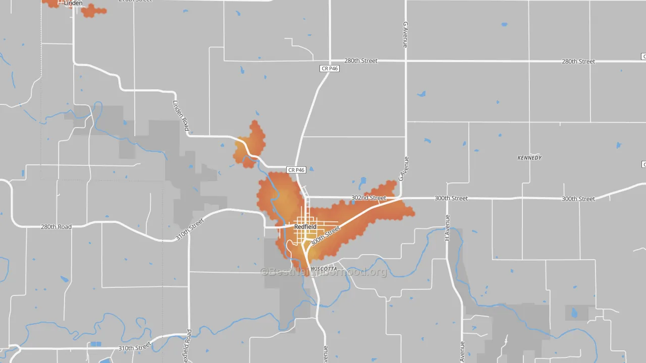 Bike Grade map of Redfield, IA