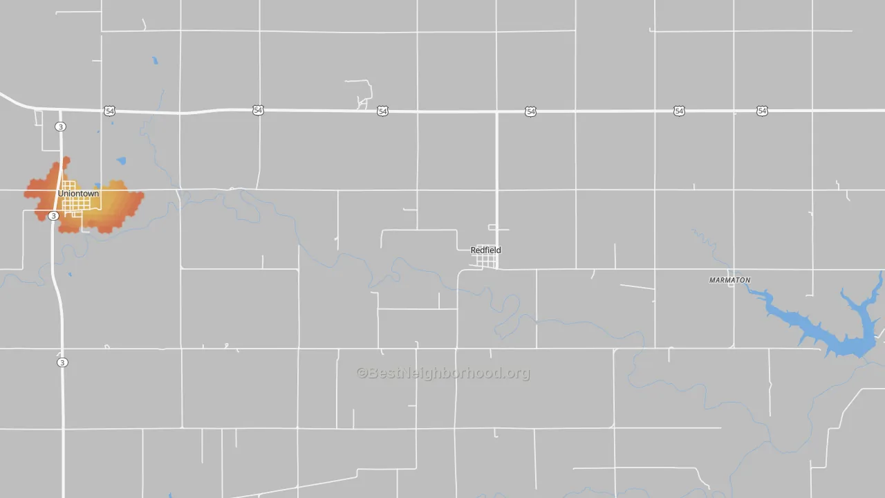 Bike Grade map of Redfield, KS