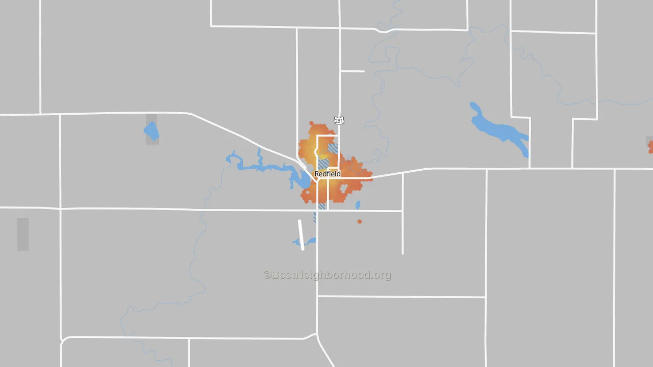 Bike Grade map of Redfield, SD