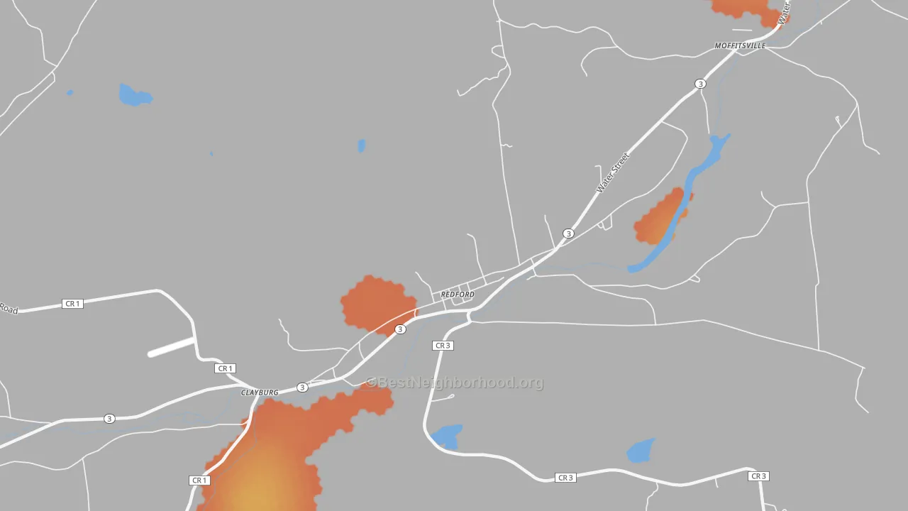 Bike Grade map of Redford, NY