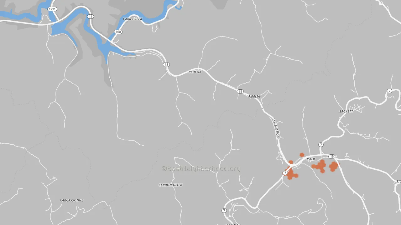 Bike Grade map of Redfox, KY