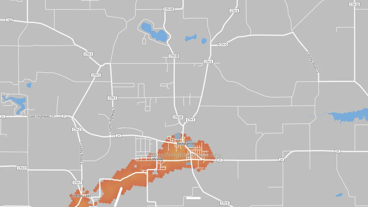 Bike Grade map of Redgranite, WI