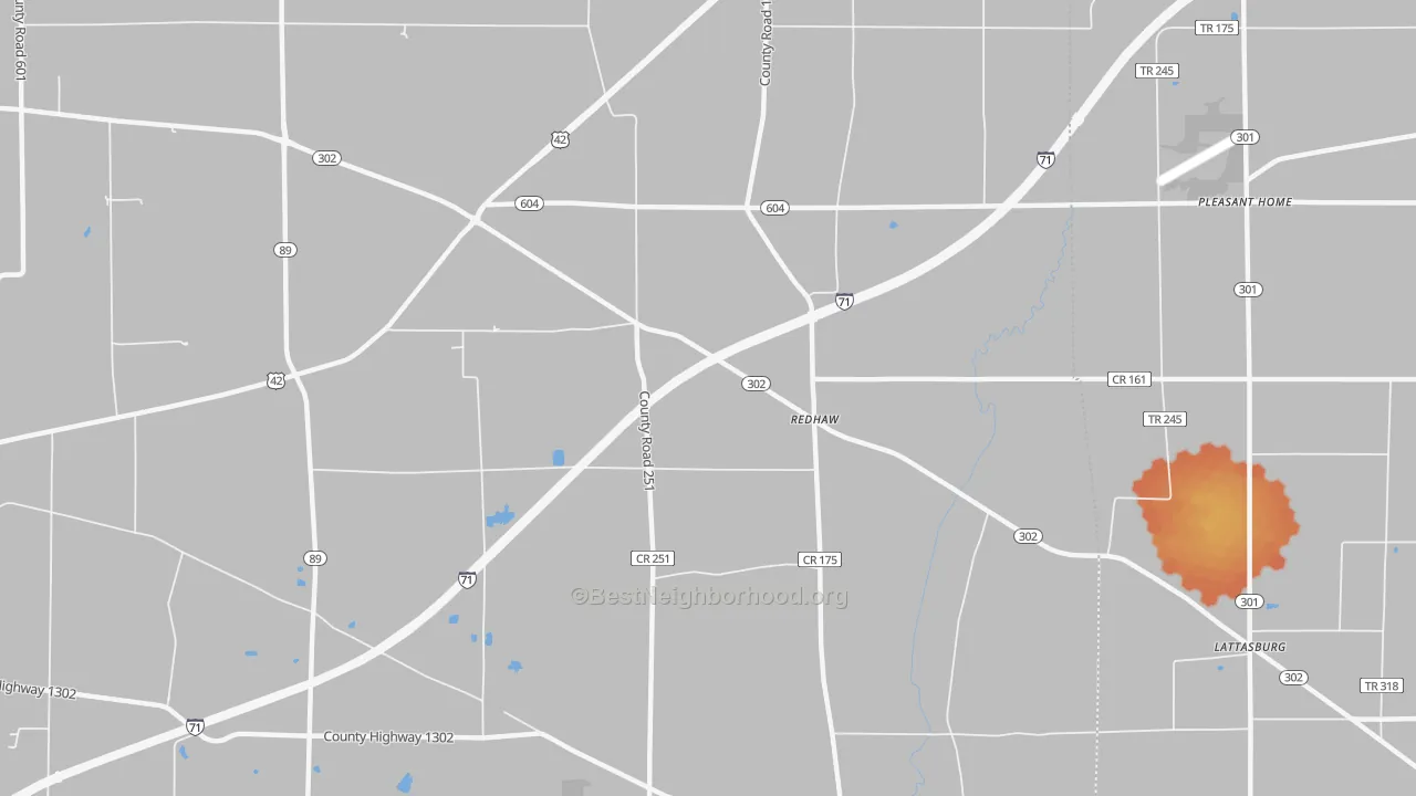 Bike Grade map of Redhaw, OH