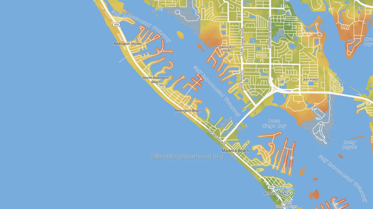 Bike Grade map of Redington Beach, FL