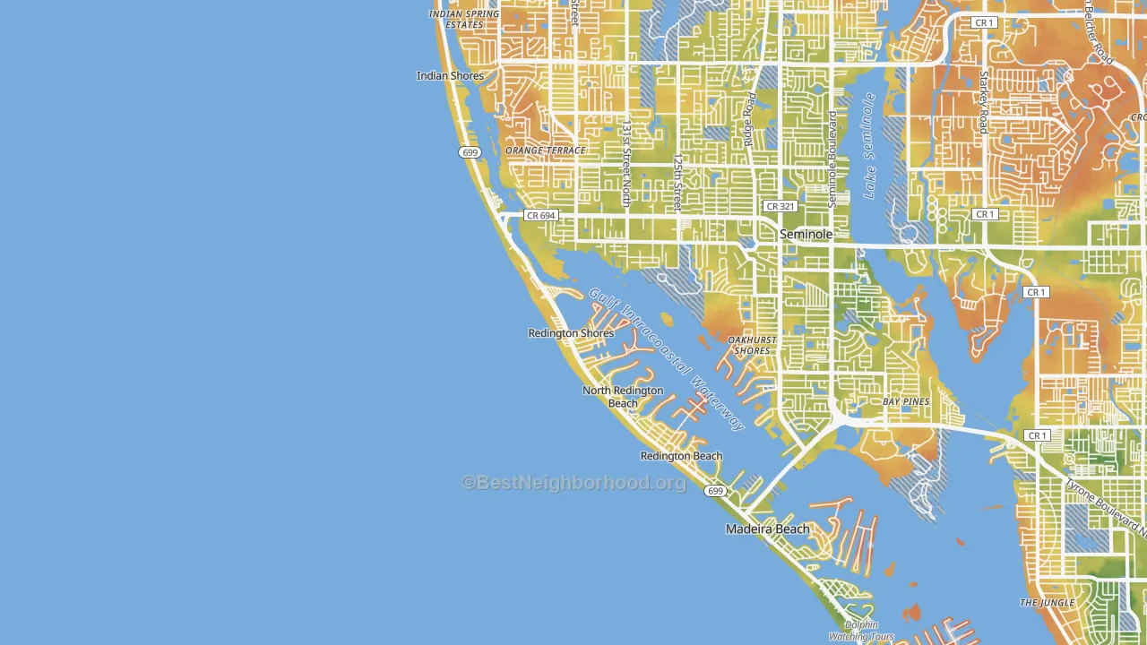 Bike Grade map of Redington Shores, FL