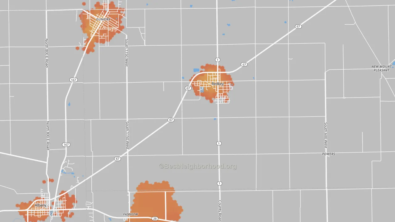 Bike Grade map of Redkey, IN