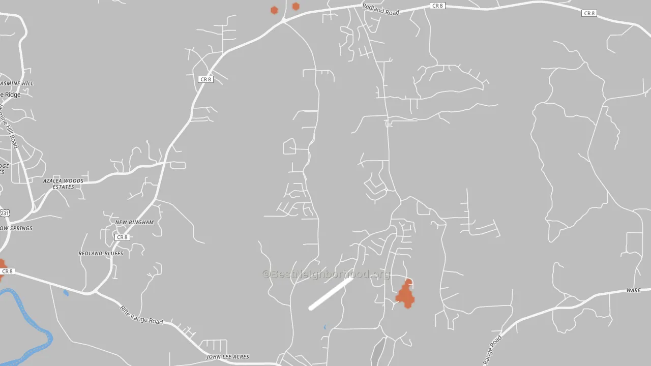 Bike Grade map of Redland, AL