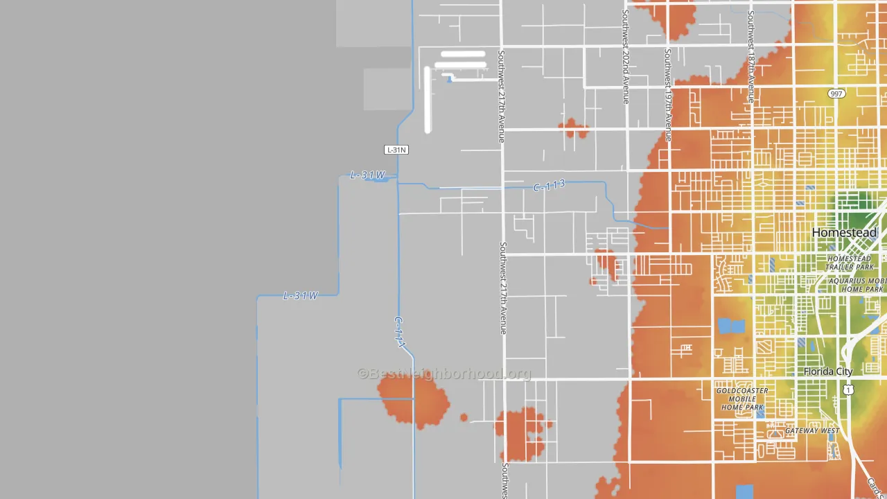 Bike Grade map of Redland, FL