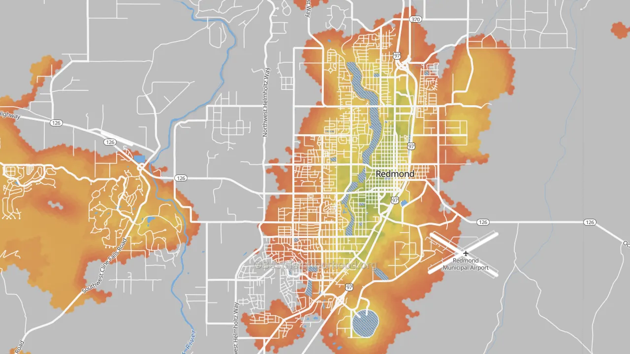 Bike Grade map of Redmond, OR