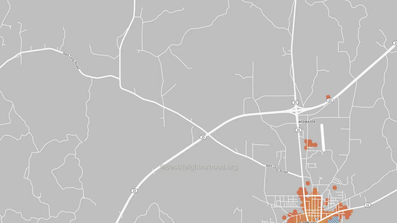 Bike Grade map of Redwater, MS