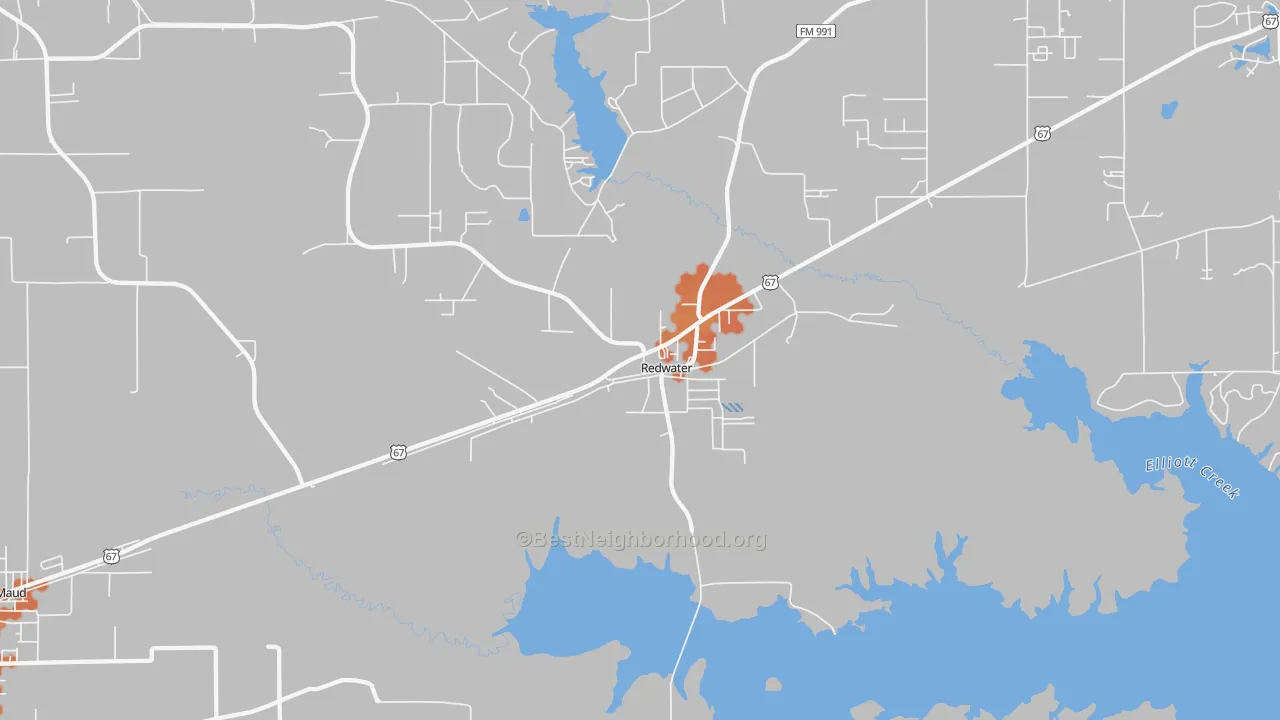 Bike Grade map of Redwater, TX