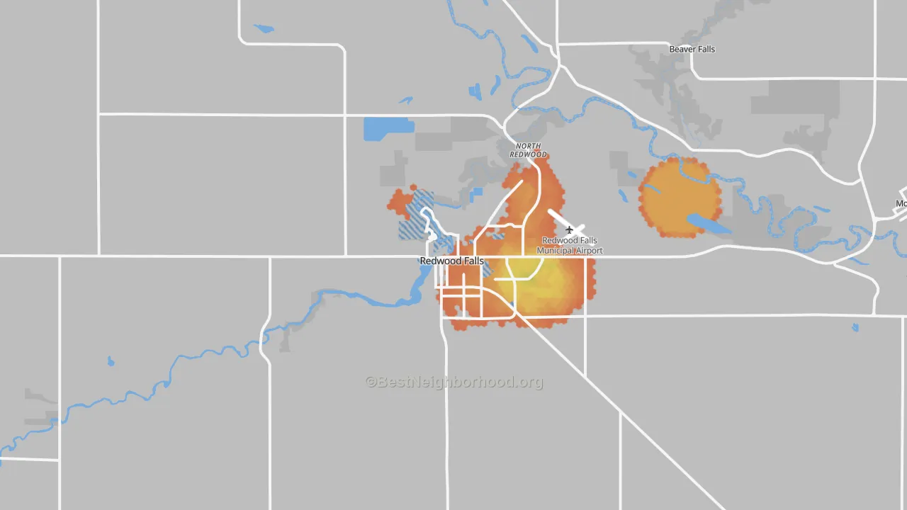 Bike Grade map of Redwood Falls, MN