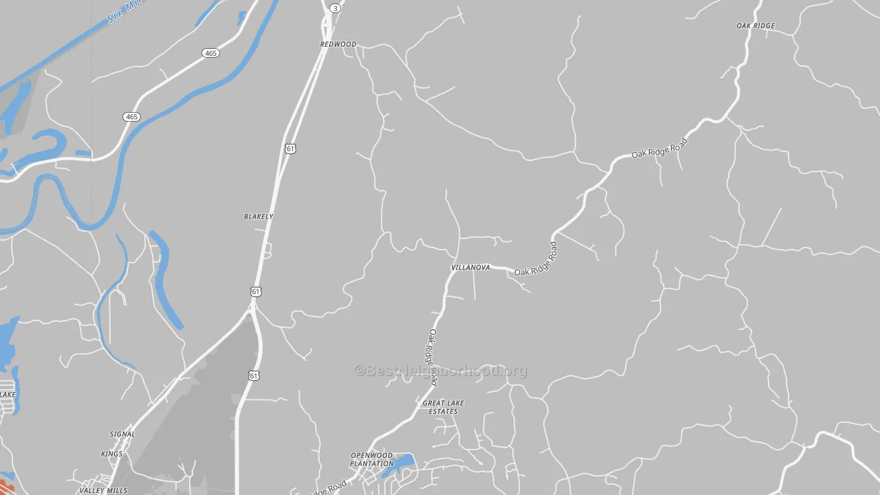Bike Grade map of Redwood, MS