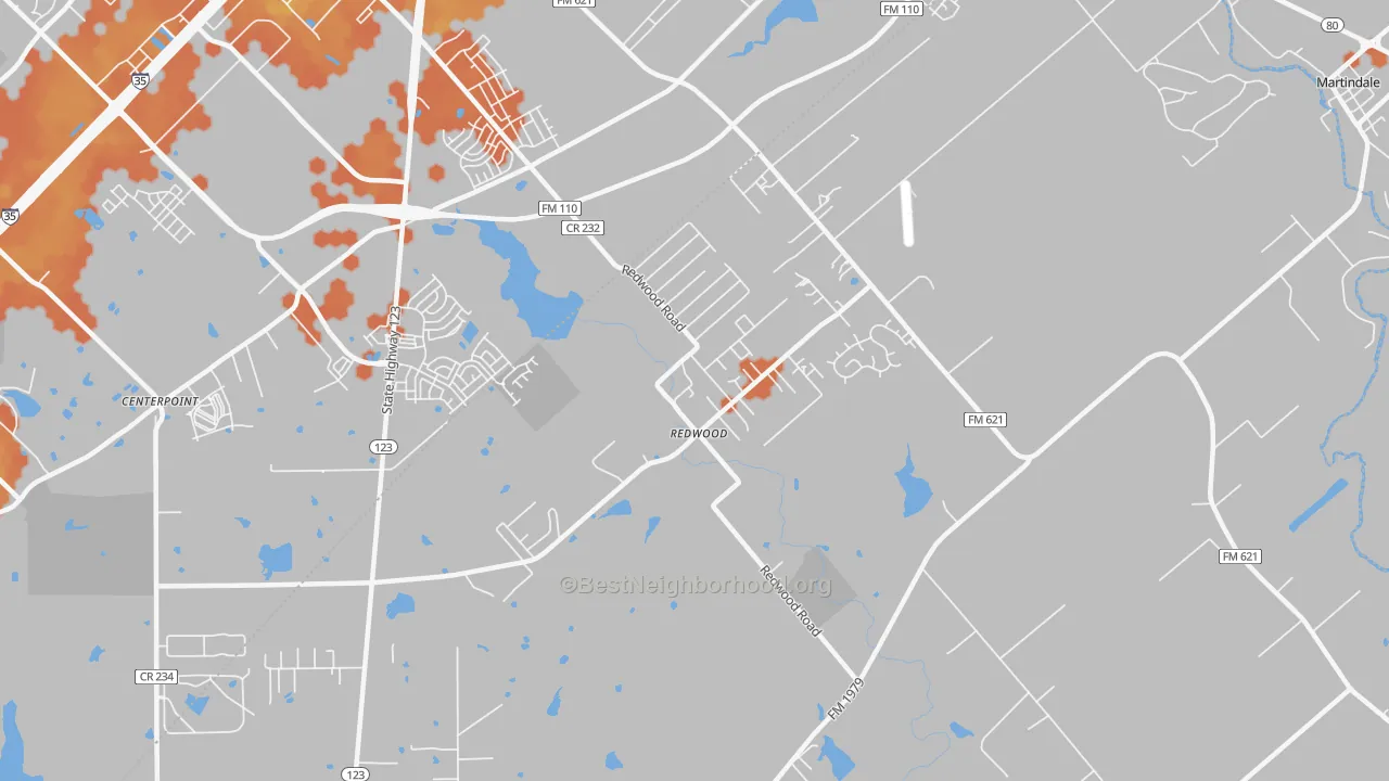 Bike Grade map of Redwood, TX