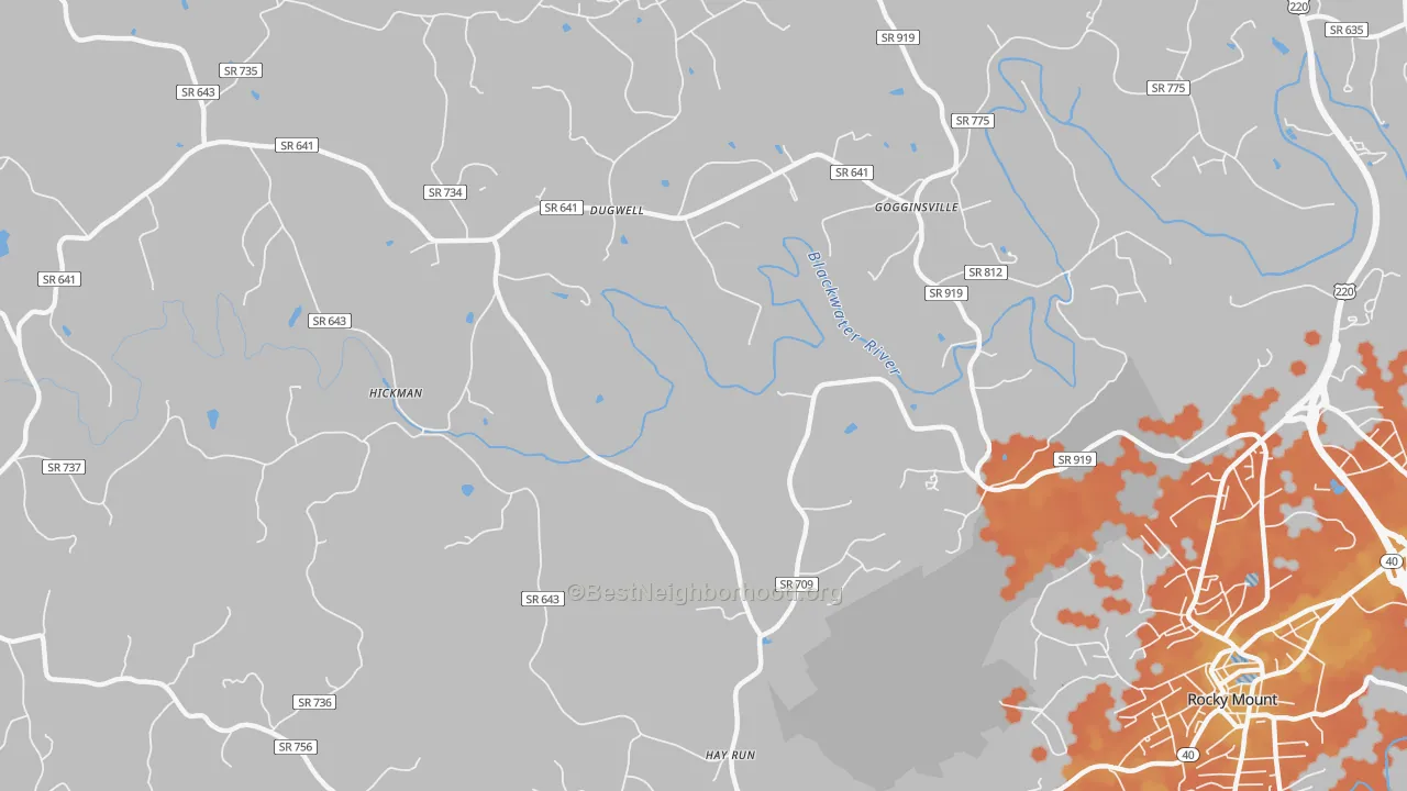 Bike Grade map of Redwood, VA