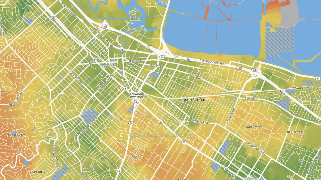 Bike Grade map of Redwood Village, Redwood City, CA