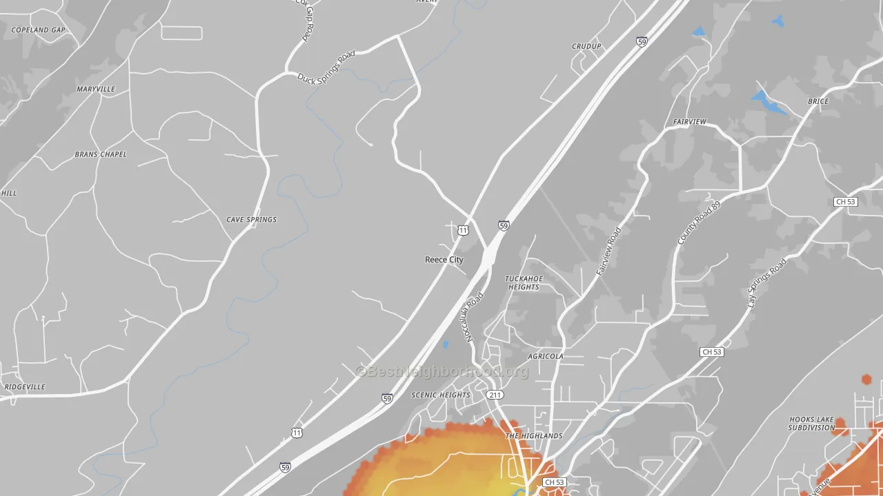 Bike Grade map of Reece City, AL