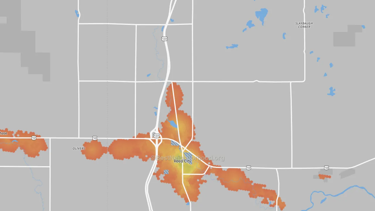 Bike Grade map of Reed City, MI