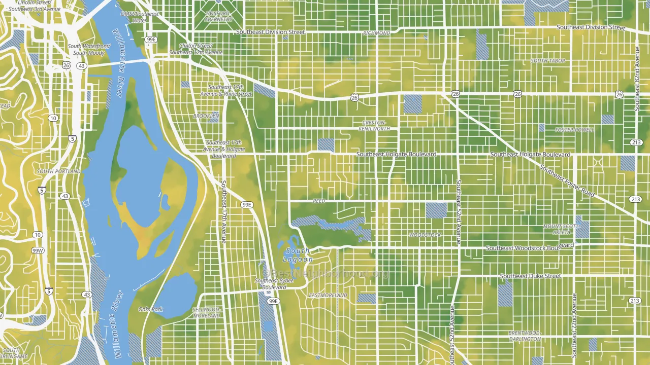 Bike Grade map of Reed, Portland, OR
