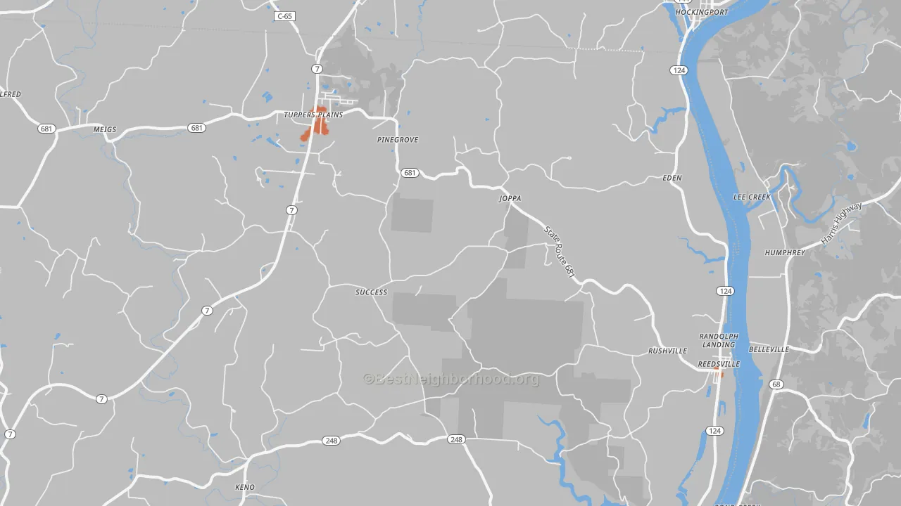 Bike Grade map of Reedsville, OH