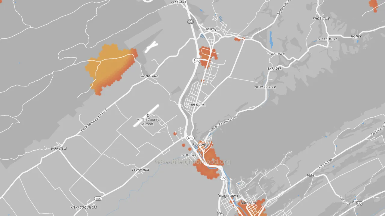 Bike Grade map of Reedsville, PA
