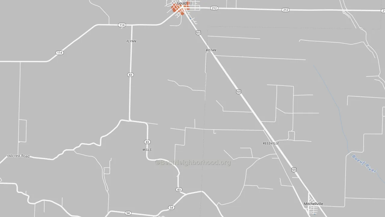 Bike Grade map of Reedville, AR