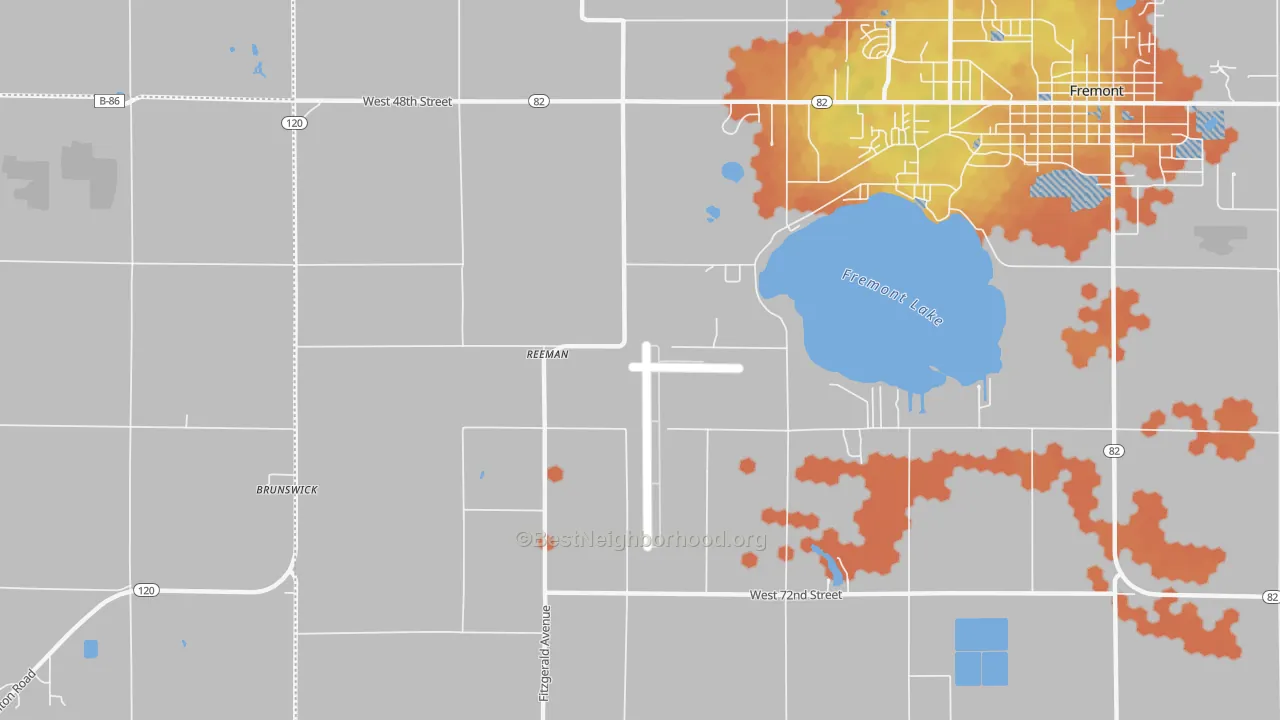 Bike Grade map of Reeman, MI