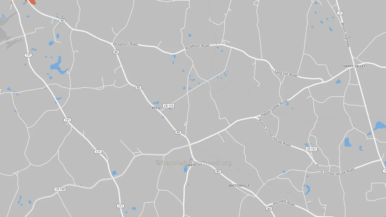 Bike Grade map of Reese, GA