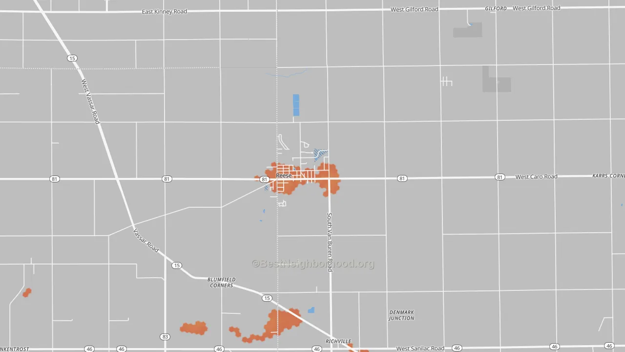 Bike Grade map of Reese, MI