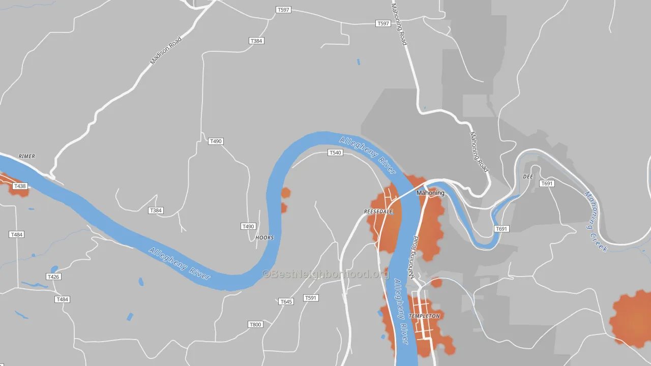 Bike Grade map of Reesedale, PA