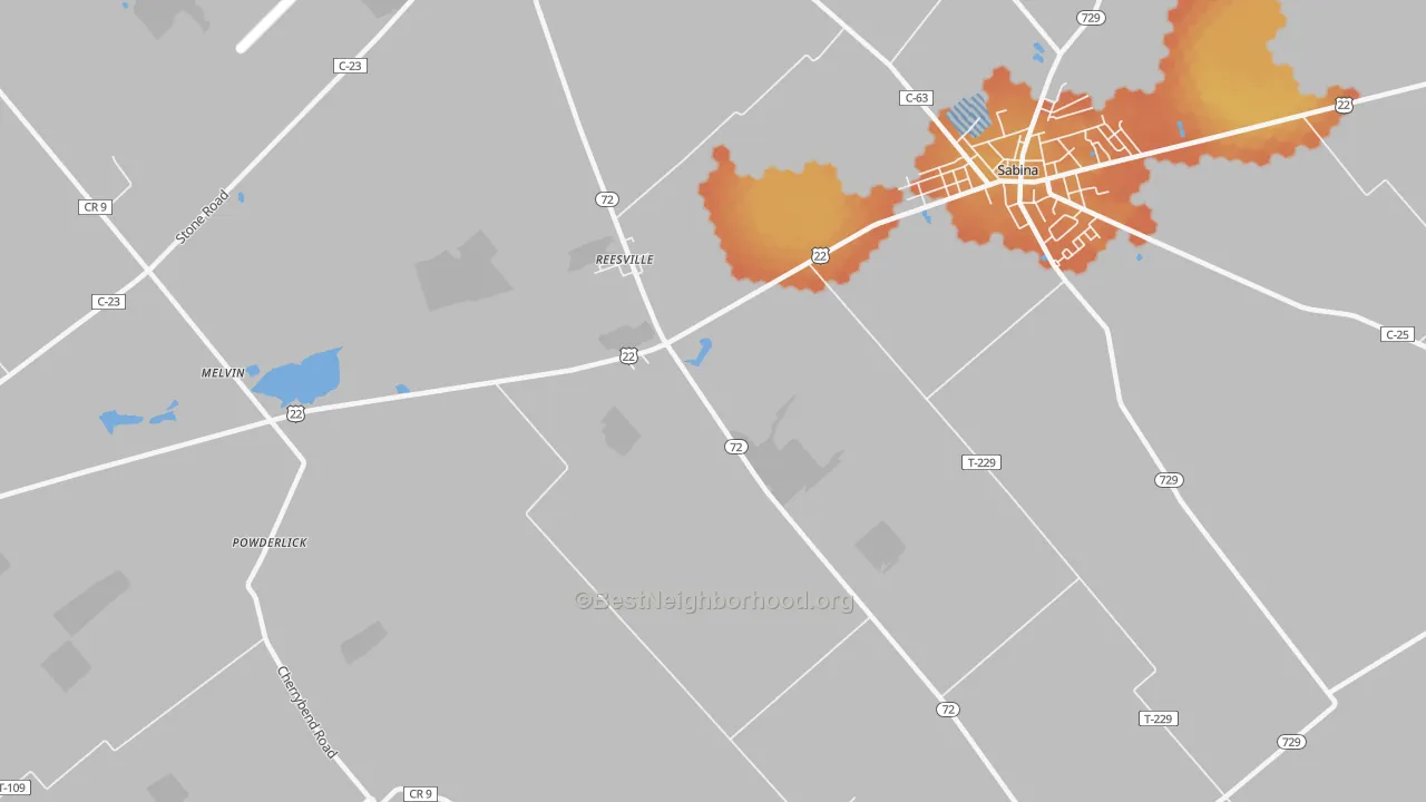 Bike Grade map of Reesville, OH